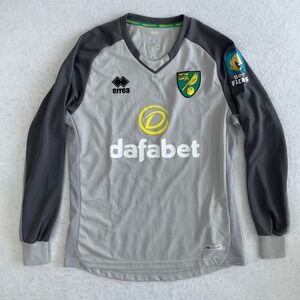 Errea Norwich City FC Soccer Jersey Small Gray Long Sleeve Dafabet Best Fiends